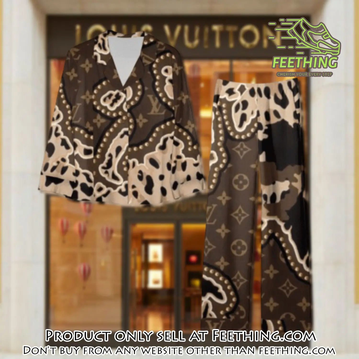 Trending luxury lv satin pajama set pjs1083 ft5903690